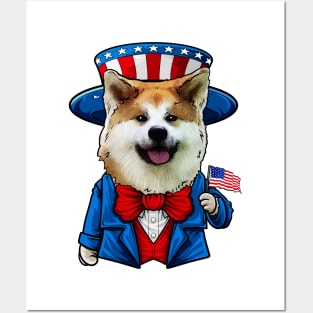 Fourth of July Akita Posters and Art